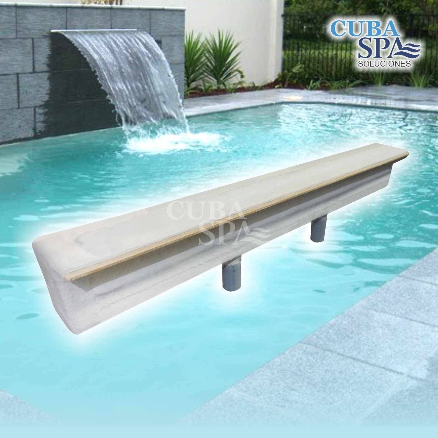 Cascada de fibra de vidrio 150 cm con 2 tuberías de 1 1/2"