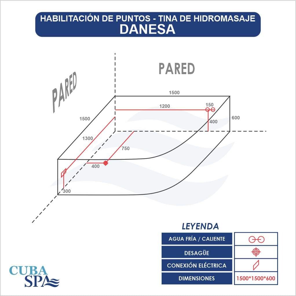 Tina Hidromasaje Esquinero - DANESA 150*150*45