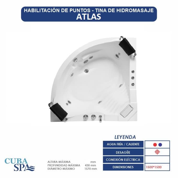 Tina Hidromasaje Esquinero - ATLAS 150*150*42