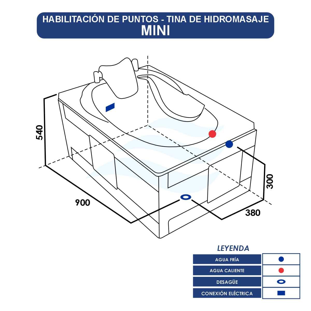 Tina Hidromasaje Rectangular - MINI 110*76