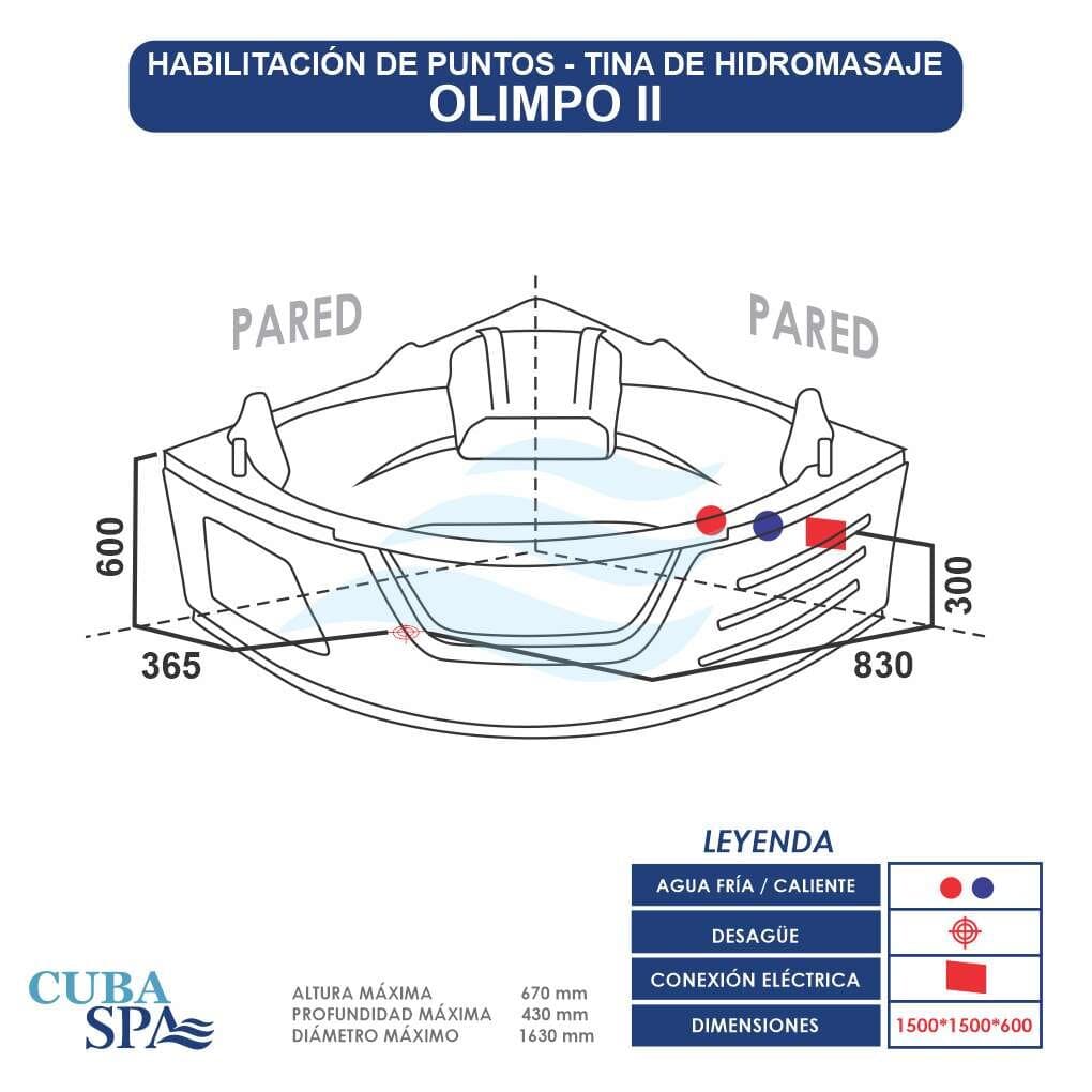 Tina Hidromasaje Esquinero - OLIMPO II 150*150