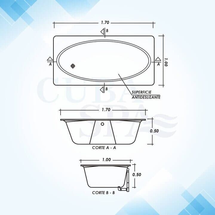 Tina Hidromasaje Rectangular - BORA BORA 175 × 100