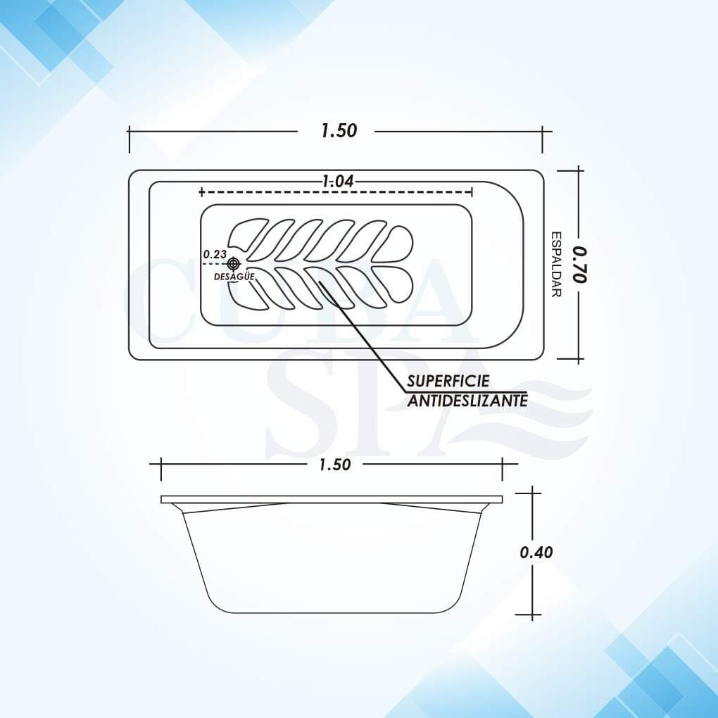Tina Hidromasaje Rectangular - ZAID 150*70