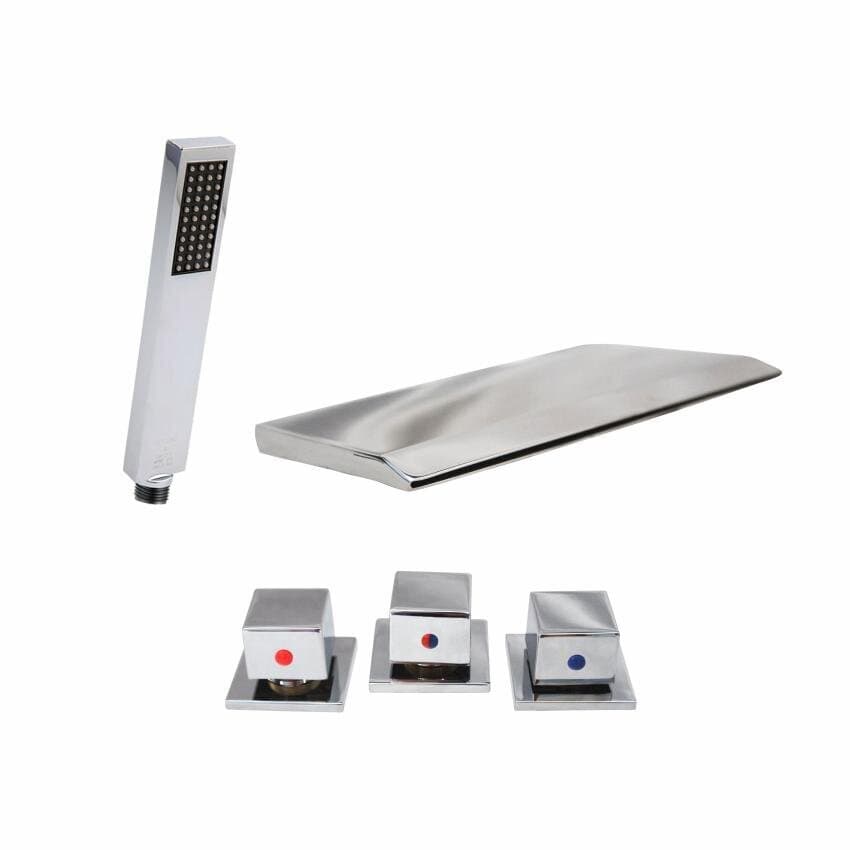MEZCLADORA AL MUEBLE 3 PERILLAS - DUCHA TELÉFONO - CASCADA / MINIMALISTA