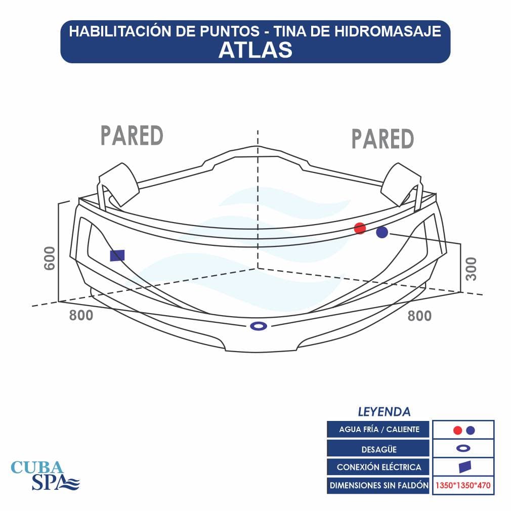 Tina Hidromasaje Esquinero - ATLAS 135*135