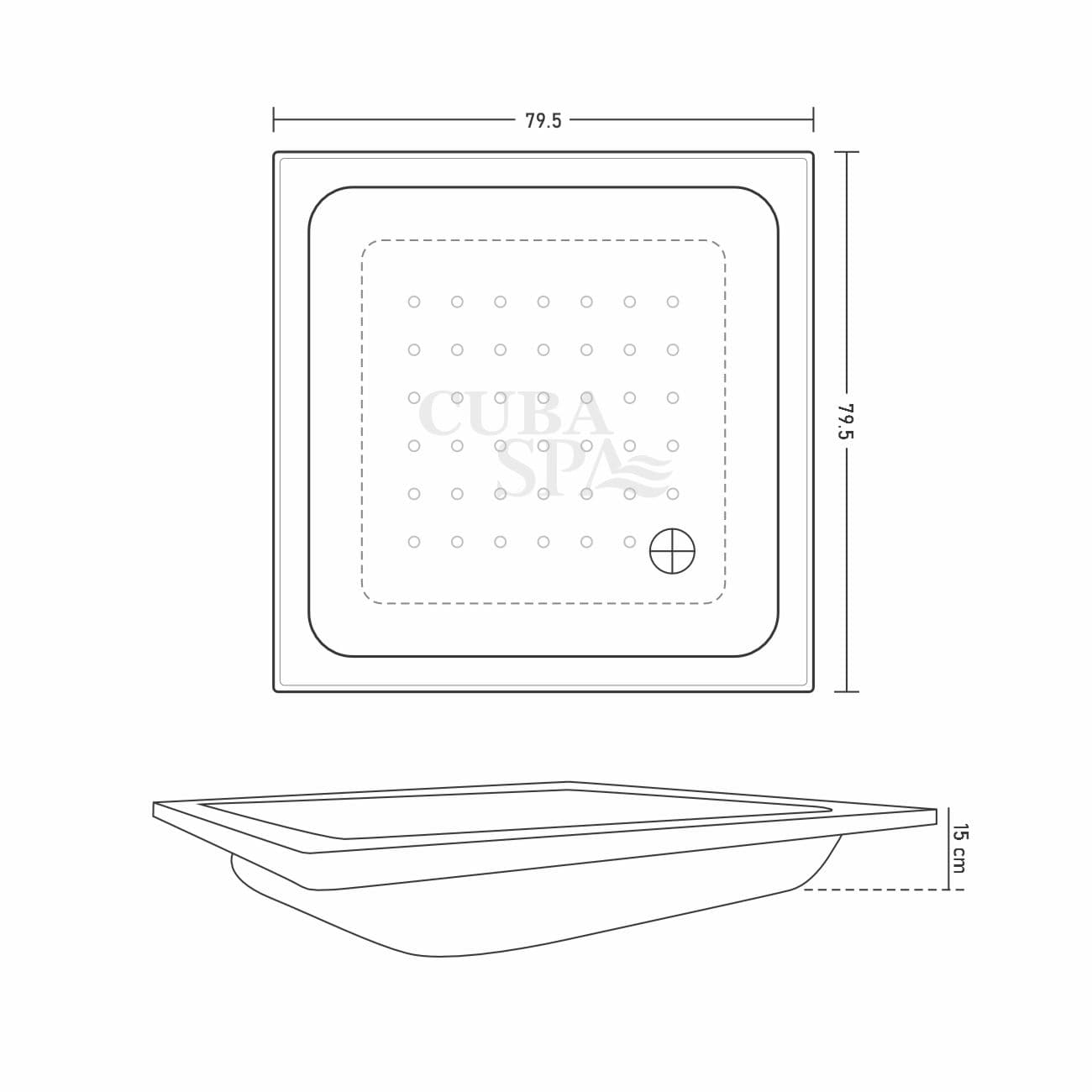 Poza de ducha 79.5*79.5*15 cm – para empotrar