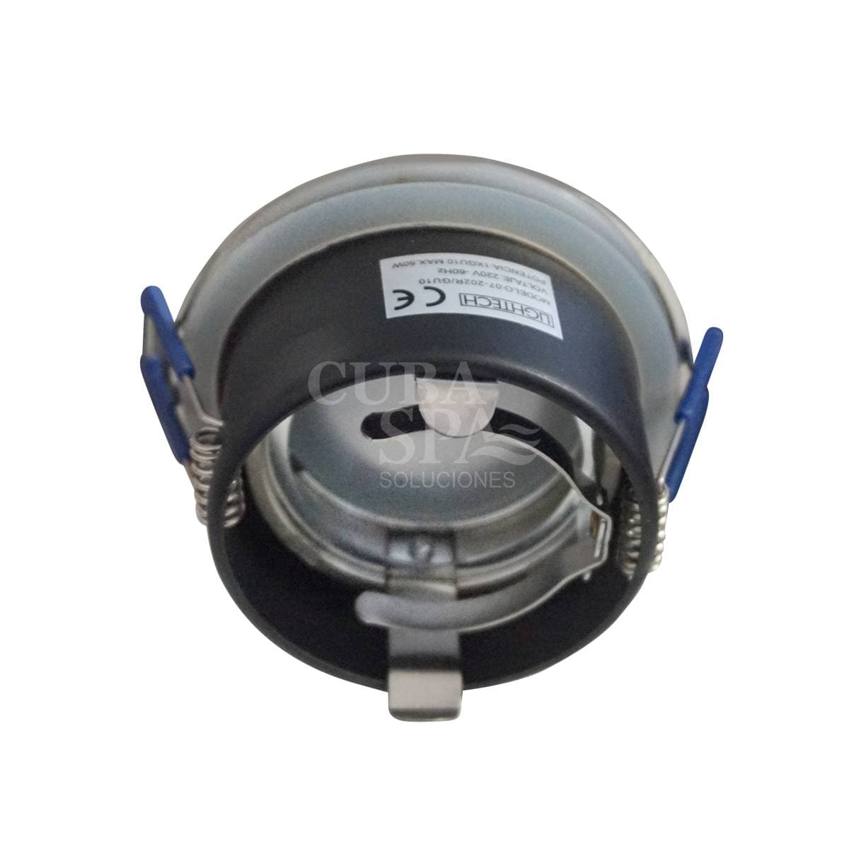 SPOT HERMETICO PLATEADO FIJO 220v CON FOCO LED PARA SPOT AZUL
