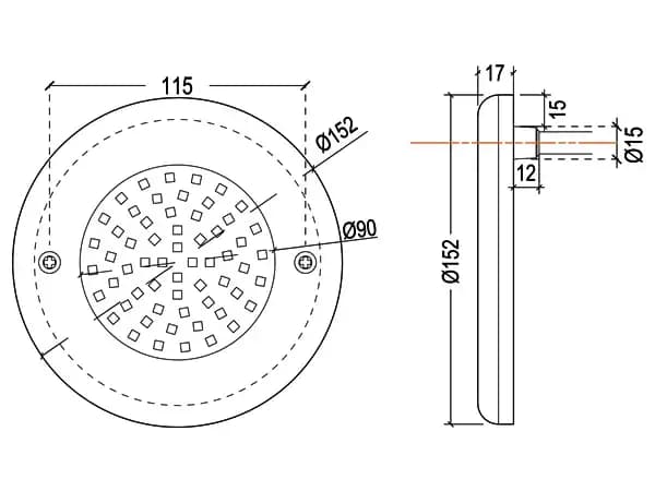 REFLECTOR LED CALIDO 12W P/TUBERIA 3/4 MARCO DE ACERO HJ-WM-SS152