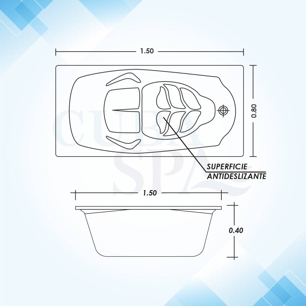 Tina Hidromasaje Rectangular - NADER I 150 × 80